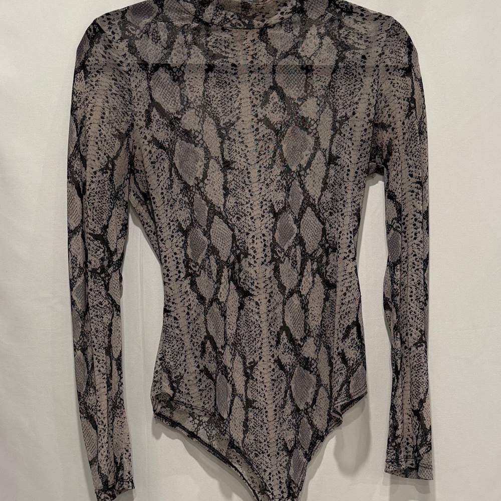 Haute Monde Serpentine Print Thong Bodysuit Size medium